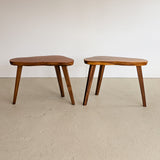 Pair of Vintage Handmade Wooden Freeform Biomorphic Side Tables