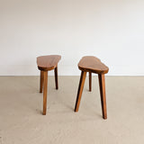 Pair of Vintage Handmade Wooden Freeform Biomorphic Side Tables