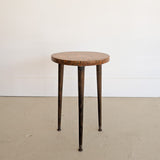 Likely Movie or TV Set Prop Vintage Handmade Midcentury Side Table with Assorted Wood Cookies Slices Top