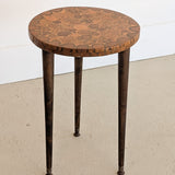 Likely Movie or TV Set Prop Vintage Handmade Midcentury Side Table with Assorted Wood Cookies Slices Top