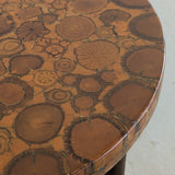 Likely Movie or TV Set Prop Vintage Handmade Midcentury Side Table with Assorted Wood Cookies Slices Top