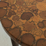 Likely Movie or TV Set Prop Vintage Handmade Midcentury Side Table with Assorted Wood Cookies Slices Top