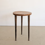 Likely Movie or TV Set Prop Vintage Handmade Midcentury Side Table with Assorted Wood Cookies Slices Top