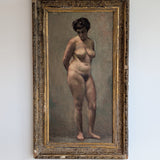 Unsigned Original Charles W. Bentz Nude Female Oil Portrait Painting in Gilded Frame