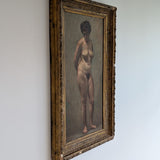 Unsigned Original Charles W. Bentz Nude Female Oil Portrait Painting in Gilded Frame