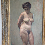 Unsigned Original Charles W. Bentz Nude Female Oil Portrait Painting in Gilded Frame