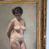 Unsigned Original Charles W. Bentz Nude Female Oil Portrait Painting in Gilded Frame