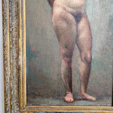 Unsigned Original Charles W. Bentz Nude Female Oil Portrait Painting in Gilded Frame