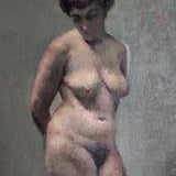 Unsigned Original Charles W. Bentz Nude Female Oil Portrait Painting in Gilded Frame