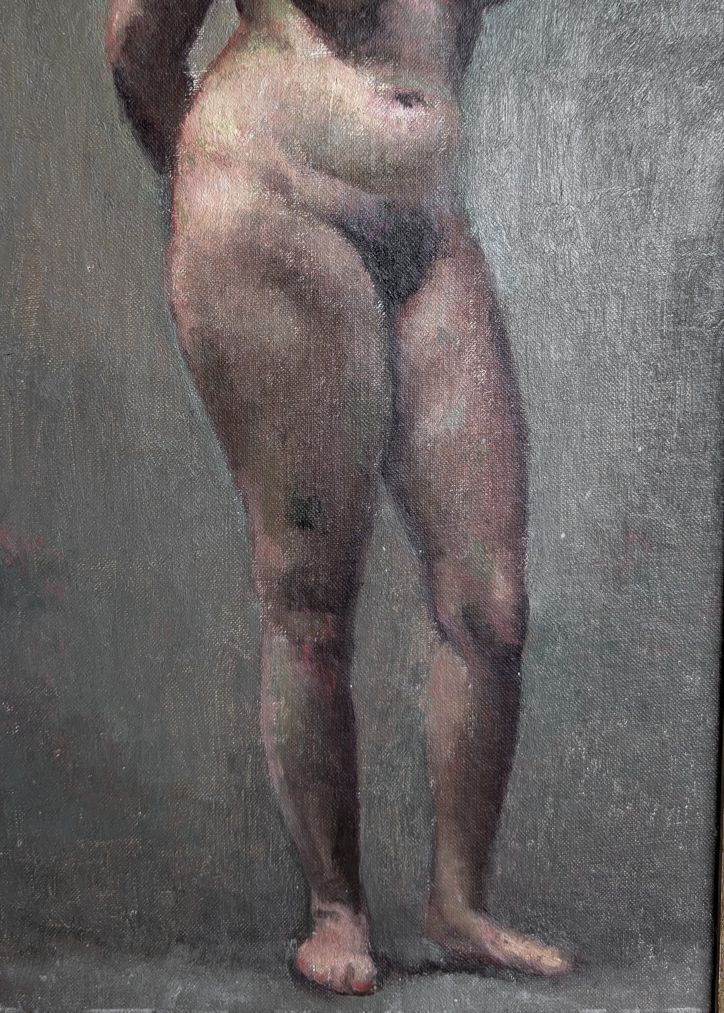 Unsigned Original Charles W. Bentz Nude Female Oil Portrait Painting in Gilded Frame