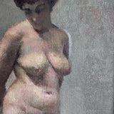 Unsigned Original Charles W. Bentz Nude Female Oil Portrait Painting in Gilded Frame