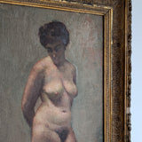 Unsigned Original Charles W. Bentz Nude Female Oil Portrait Painting in Gilded Frame