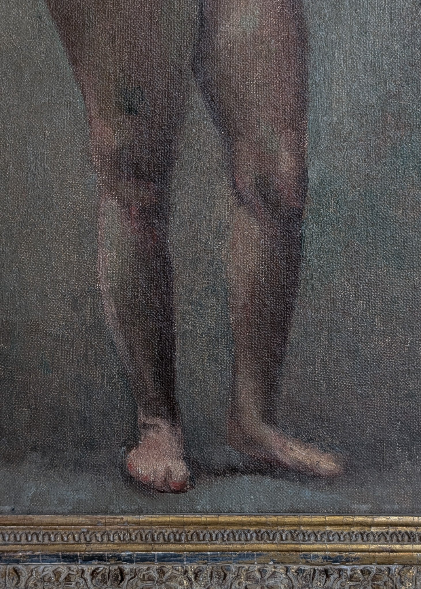 Unsigned Original Charles W. Bentz Nude Female Oil Portrait Painting in Gilded Frame