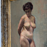 Unsigned Original Charles W. Bentz Nude Female Oil Portrait Painting in Gilded Frame