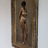 Unsigned Original Charles W. Bentz Nude Female Oil Portrait Painting in Gilded Frame