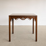 Vintage Wooden Side Accent Table with Cutout Scalloped Apron