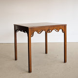 Vintage Wooden Side Accent Table with Cutout Scalloped Apron