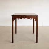 Vintage Wooden Side Accent Table with Cutout Scalloped Apron