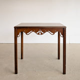Vintage Wooden Side Accent Table with Cutout Scalloped Apron