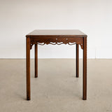 Vintage Wooden Side Accent Table with Cutout Scalloped Apron