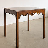 Vintage Wooden Side Accent Table with Cutout Scalloped Apron