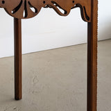 Vintage Wooden Side Accent Table with Cutout Scalloped Apron