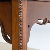 Vintage Wooden Side Accent Table with Cutout Scalloped Apron