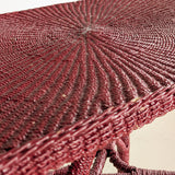 Unique Antique Raspberry-Red Painted Rope and Wicker Side Accent Table