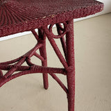 Unique Antique Raspberry-Red Painted Rope and Wicker Side Accent Table