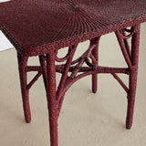 Unique Antique Raspberry-Red Painted Rope and Wicker Side Accent Table