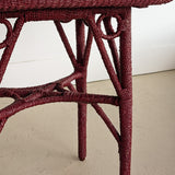 Unique Antique Raspberry-Red Painted Rope and Wicker Side Accent Table