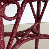 Unique Antique Raspberry-Red Painted Rope and Wicker Side Accent Table
