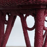 Unique Antique Raspberry-Red Painted Rope and Wicker Side Accent Table