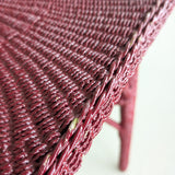 Unique Antique Raspberry-Red Painted Rope and Wicker Side Accent Table
