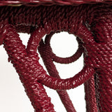 Unique Antique Raspberry-Red Painted Rope and Wicker Side Accent Table