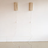 Pair of Vintage Swedish Crocheted and Fabric Plug-In Wall Sconces