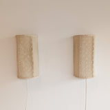 Pair of Vintage Swedish Crocheted and Fabric Plug-In Wall Sconces