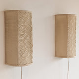 Pair of Vintage Swedish Crocheted and Fabric Plug-In Wall Sconces