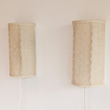 Pair of Vintage Swedish Crocheted and Fabric Plug-In Wall Sconces
