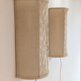 Pair of Vintage Swedish Crocheted and Fabric Plug-In Wall Sconces