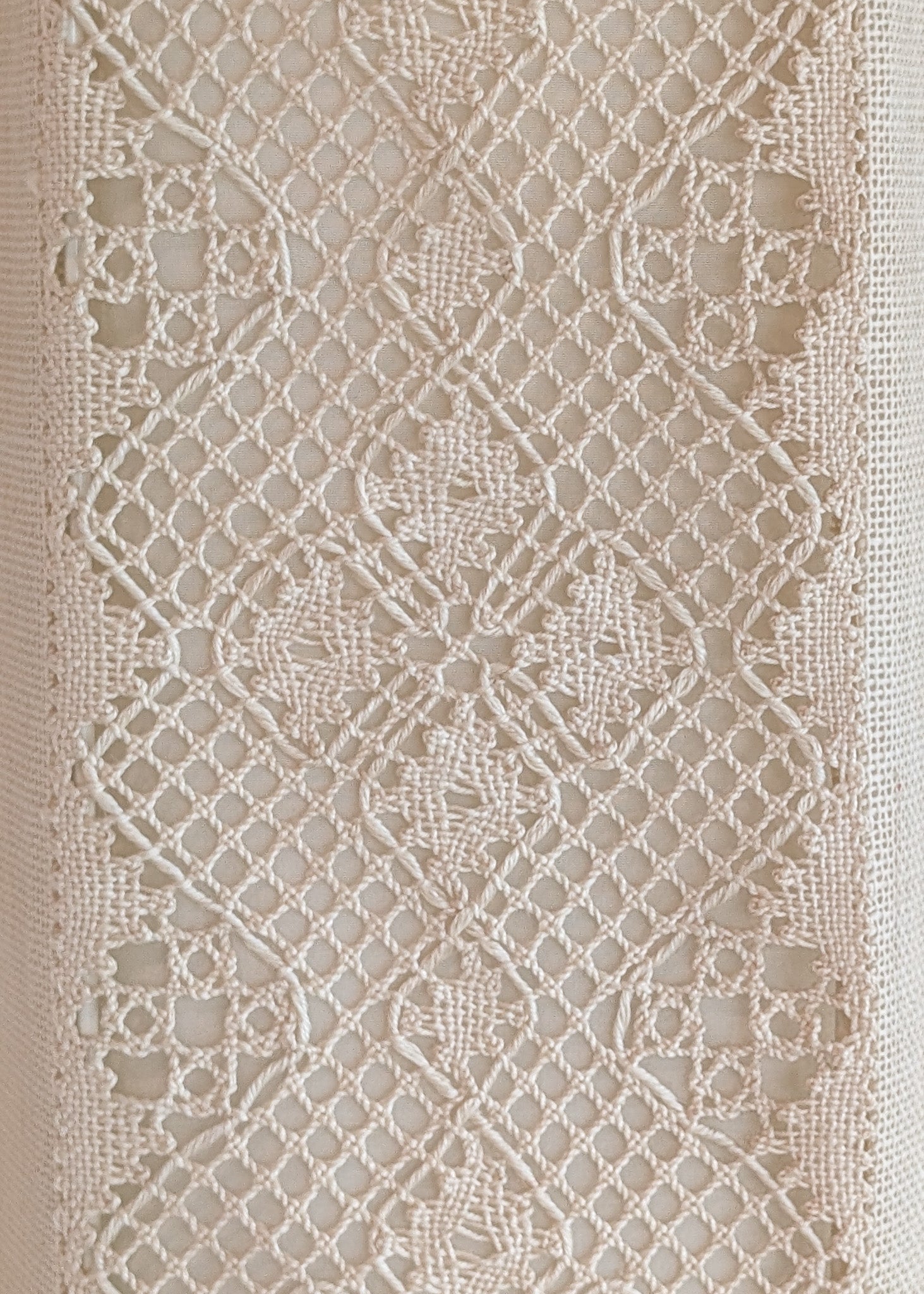 Pair of Vintage Swedish Crocheted and Fabric Plug-In Wall Sconces