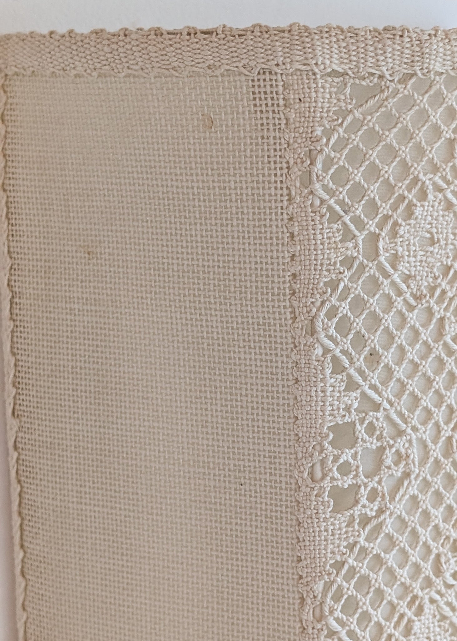 Pair of Vintage Swedish Crocheted and Fabric Plug-In Wall Sconces