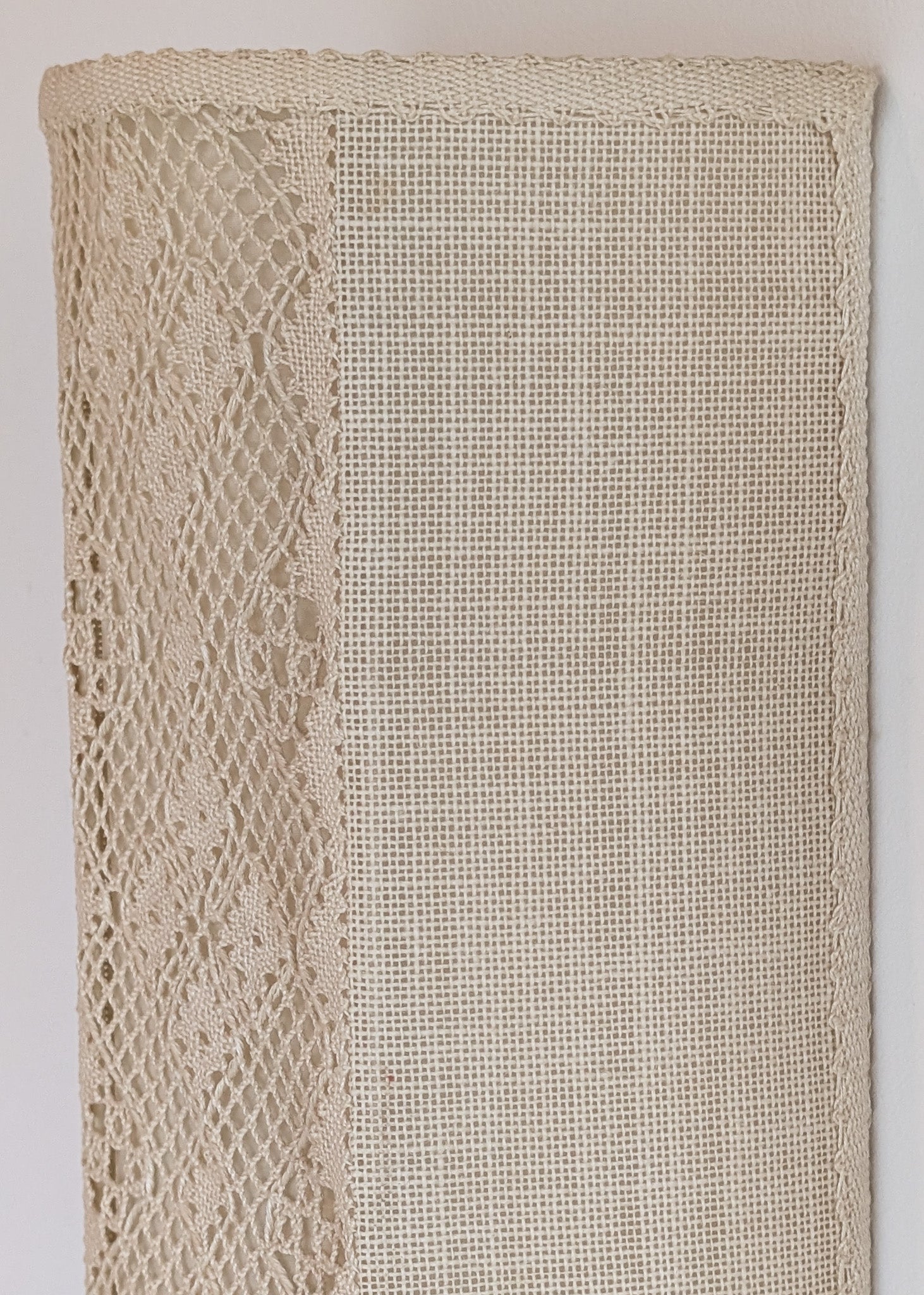 Pair of Vintage Swedish Crocheted and Fabric Plug-In Wall Sconces