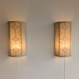 Pair of Vintage Swedish Crocheted and Fabric Plug-In Wall Sconces