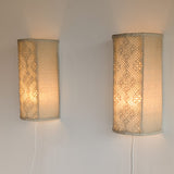 Pair of Vintage Swedish Crocheted and Fabric Plug-In Wall Sconces