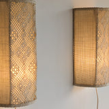 Pair of Vintage Swedish Crocheted and Fabric Plug-In Wall Sconces