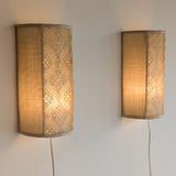 Pair of Vintage Swedish Crocheted and Fabric Plug-In Wall Sconces