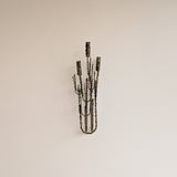 Rare Signed 1968 Curtis Jeré Brutalist Wall Sconce Candelabra with Faux Verdigris Finish