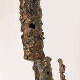 Rare Signed 1968 Curtis Jeré Brutalist Wall Sconce Candelabra with Faux Verdigris Finish