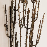 Rare Signed 1968 Curtis Jeré Brutalist Wall Sconce Candelabra with Faux Verdigris Finish